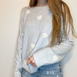 LIGHT BLUE WITH WHITE HEARTS LAUREN CONRAD SWEATER